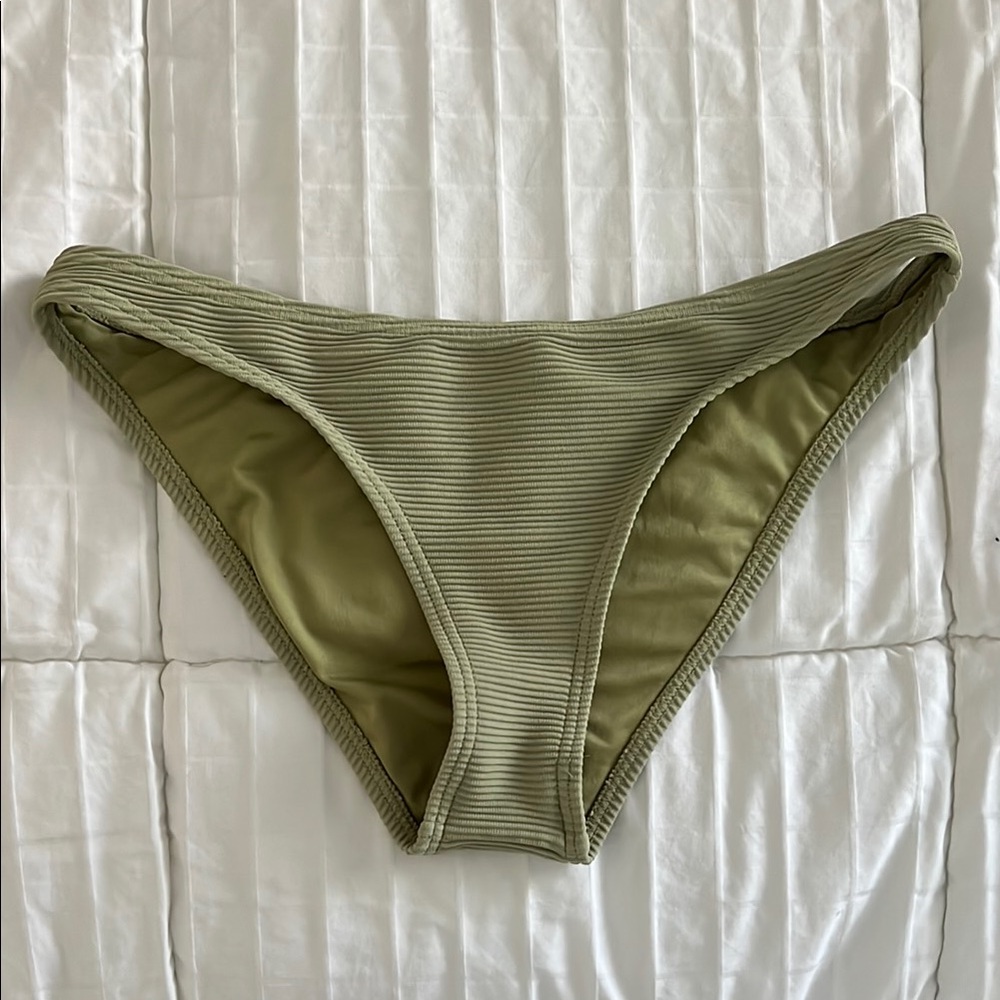 Olive Green Ribbed Bikini Bottom